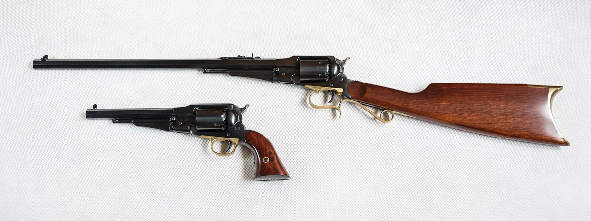 Karabinek i rewolwer czarnoprochowy Remington 1858, współczesne repliki